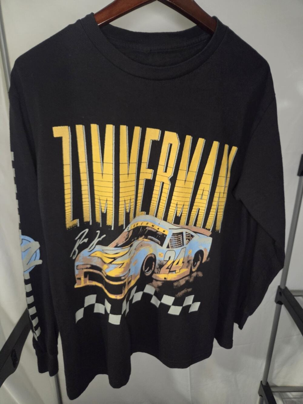Bailey Zimmerman Racing Long Sleeve Shirt with blue & yellow race car (048)